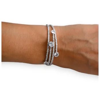 Pulsera de varios anillos con strass y piedra blanca