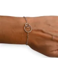 Silver steel bracelet with two circles