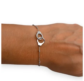 Silver-plated steel handcuff bracelet