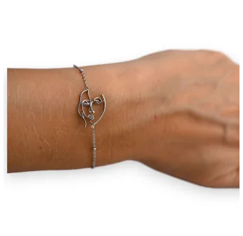 rondSilver-plated steel bracelet with a round face