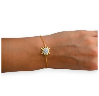 Armband aus goldenem Stahl, glänzender Sonne