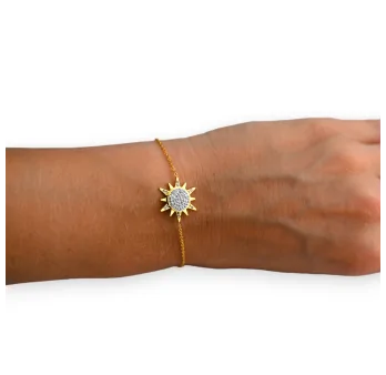 Bracelet acier doré soleil brillant