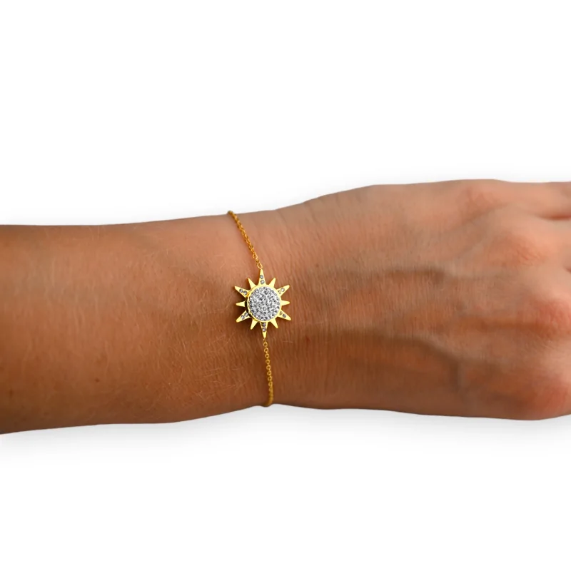 Pulsera de acero dorado brillante como el sol