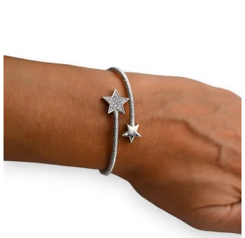 Silver double star bracelet