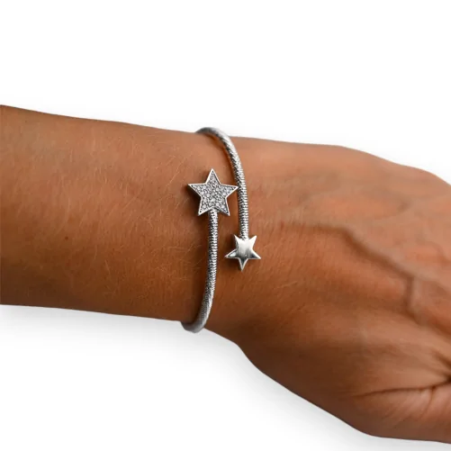 Silver double star bracelet