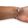 Bracelet rigide argenté rond strass