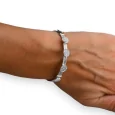 éSilver round studded rigid bracelet