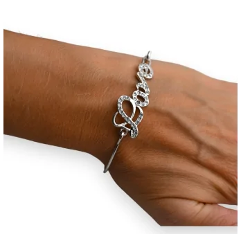 Rigid LOVE Bracelet with Silver Rhinestones