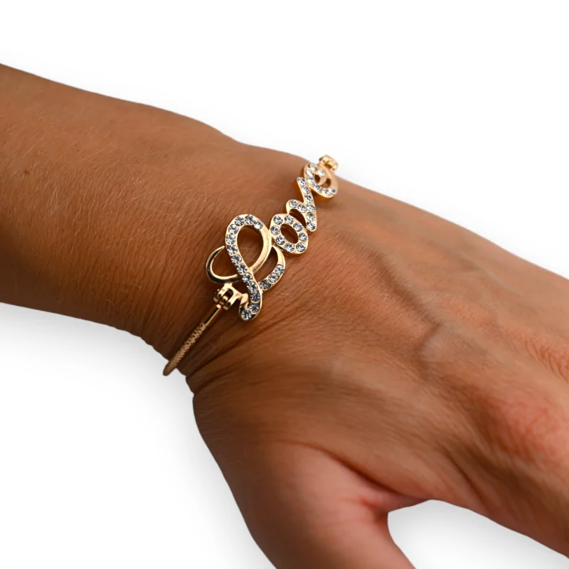 Fashion LOVE bracelet in gold with rhinestones