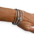 Silver rigid 8 row hammered bracelet