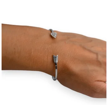 Brazalete de plata rígido flecha de amor