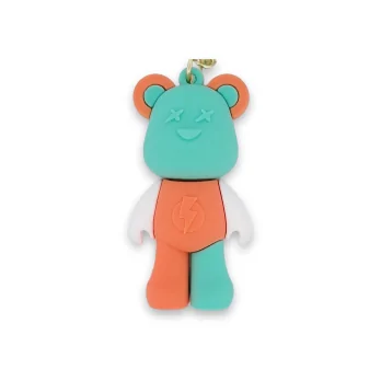 Pastel Green and Pink Teddy Bear Keychain