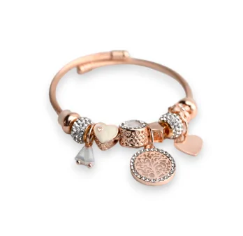 Rigid Copper Tree of Life Charm Bracelet