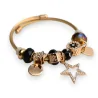 Rigid Gold and Black Star Charms Bracelet