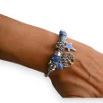 Bracciale charms rigido blu argentato albero della vita