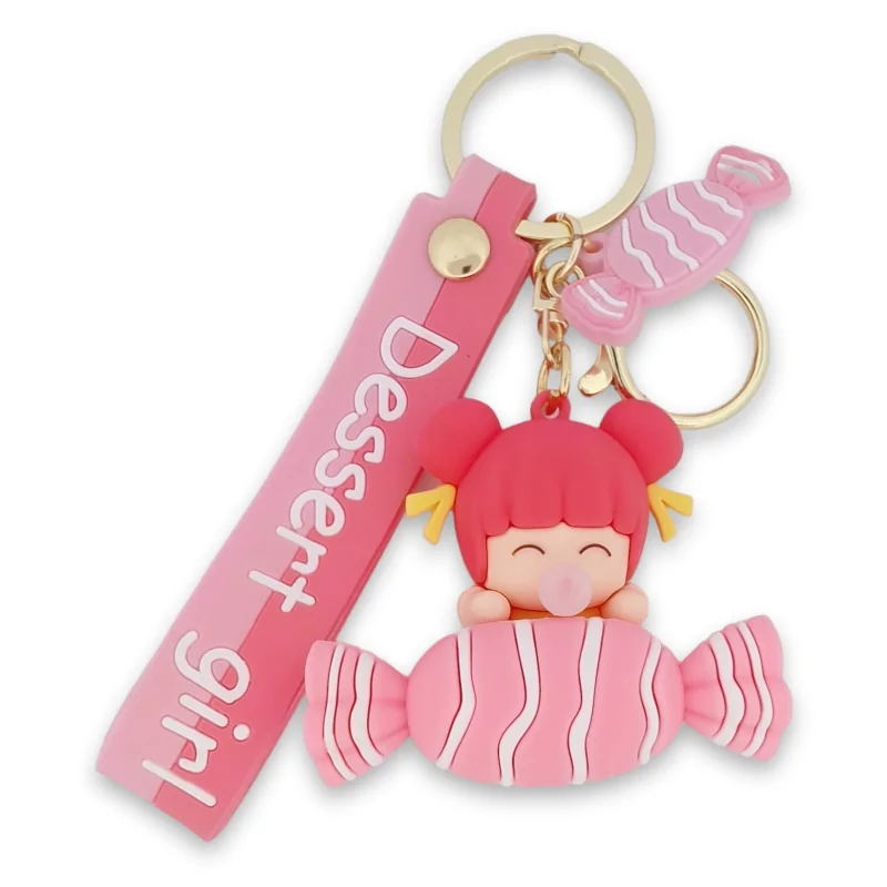 Little girl keychain on a big candy