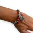 Bracelet charms rigide rouge et argenté arbre de vie
