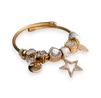 Starrer Gold- und Weißer Charme-Armband Starrer Gold- und Weißer Charme-Armband