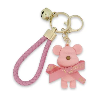 Porte-clés doudou rose et or chic