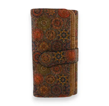 Leather wallet with multicolored rosettes