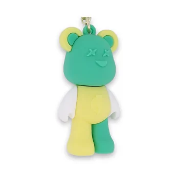 Pastel Green and Yellow Teddy Bear Plush Keychain