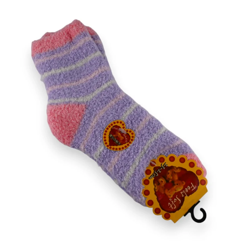 Gestreifte Püppchensocken in Lila, Weiß und Rosa