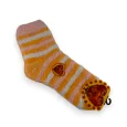 Chaussette pilou orange blanc et rose rayée