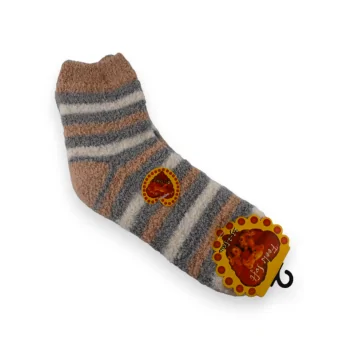 Gestreifte Pilou-Socken in Grau, Türkis und Beige