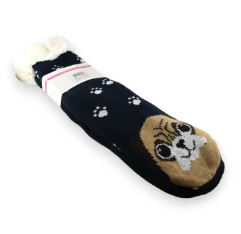 Sock slipper Pilou navy blue dog