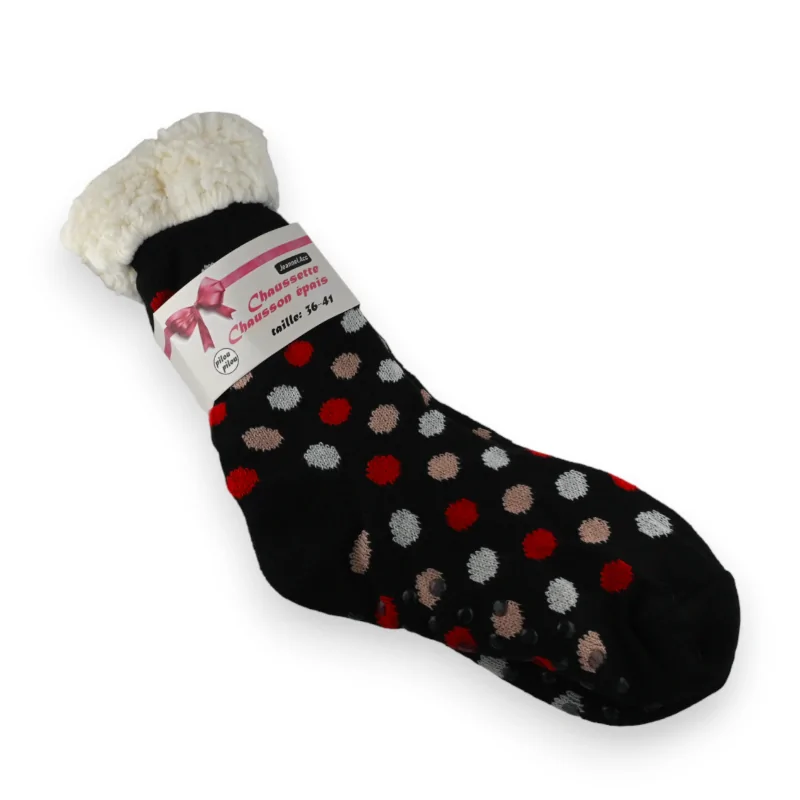 Black polka dot slipper sock