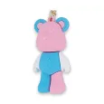 Llavero de peluche pastel rosa y azul