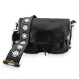 Bolso de bandolera negro con solapas redondeadas