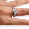 Bague acier argent cœur strass