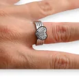 Silver steel ring with a heart-shaped rhinestone