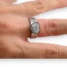 Bague acier argent cœur strass