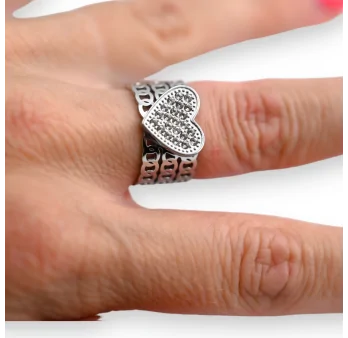 Large Strass Heart Ring