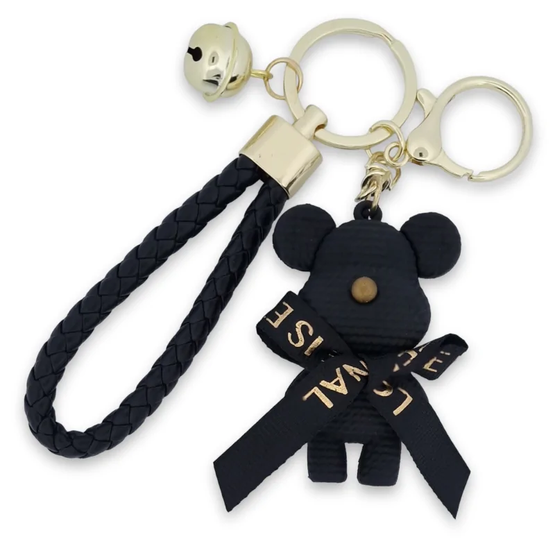 Porte-clés doudou noir et or chic