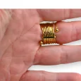 Golden steel ring with rhinestone spring