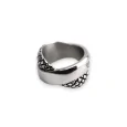 Silver-toned brushed black steel ring