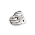 Silver Stainless Steel Multi-Row Strass Ring