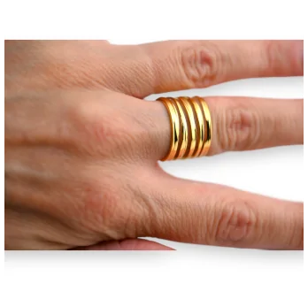 Gold-plated wide steel ring