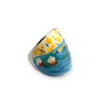 Silver oval-shaped painted ring