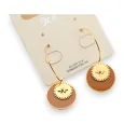 Hanging Steel Earring with Camel and Gold Finish