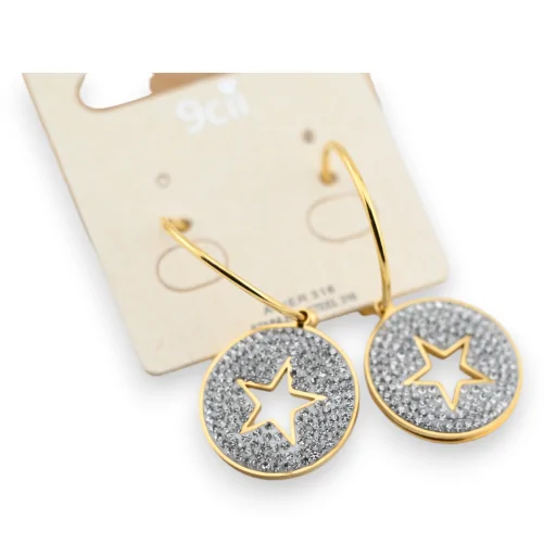 Gold plated steel dangling earring star