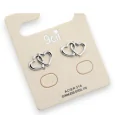 Silver-plated steel earrings with double heart