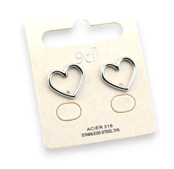 Silver-plated heart steel earring