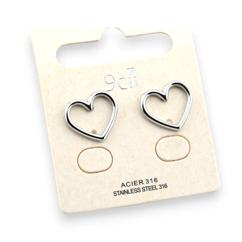 Silver-plated heart steel earring