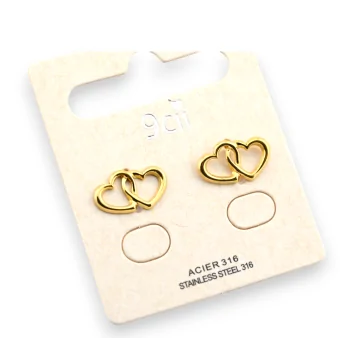 Gold-plated steel earrings with intertwined hearts