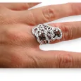 Silver arabesque rhinestone steel ring