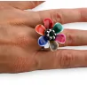 Schmuck-Ring aus Silber mit multicolor Blume